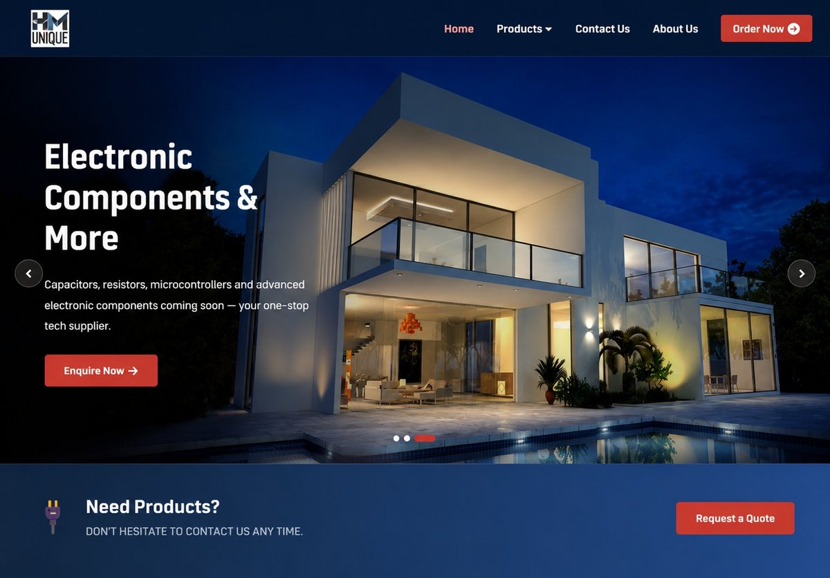 Abstract mockup illustration of a commercial hardware and industrial supply website